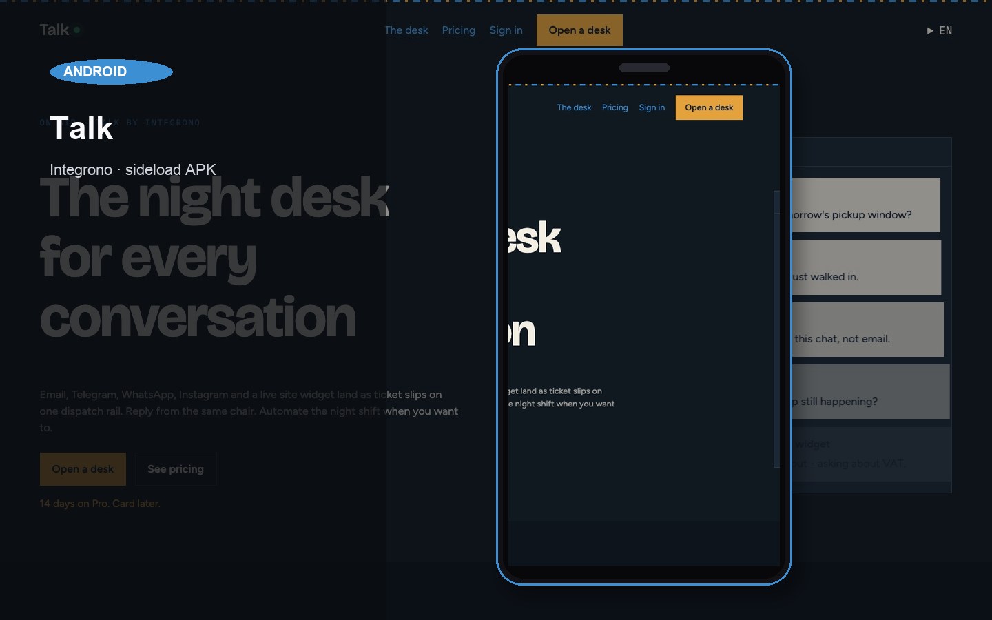 Talk Android - inbox desk in your pocket