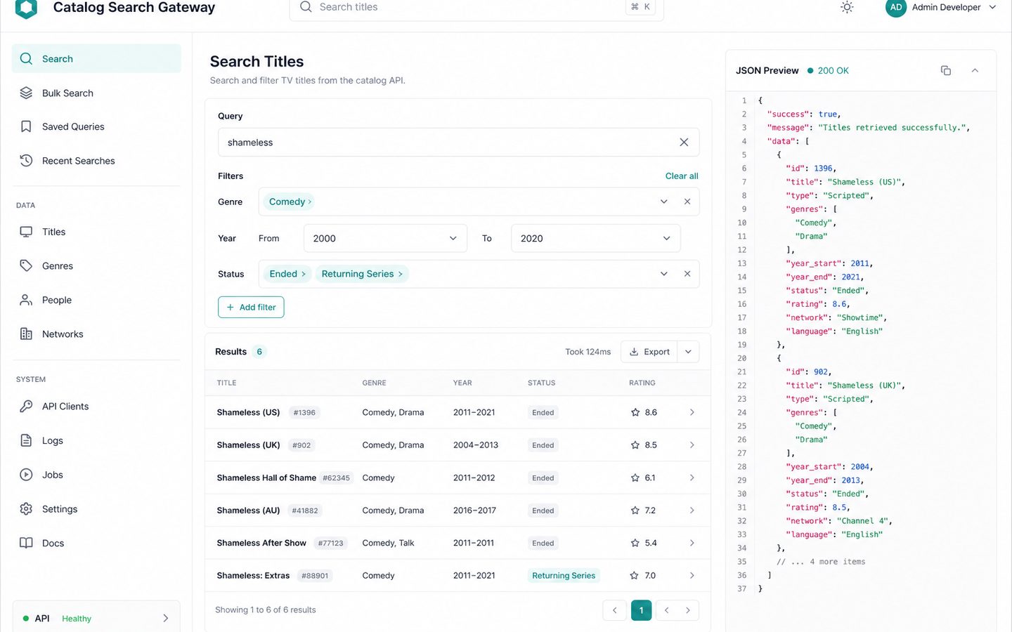 TV Search Gateway - Laravel transit API